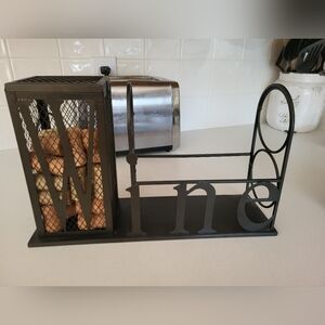 Wine Cork & 2 Bottle Wine Holder Boston Warehouse Vinyard Road Aged Bronze Color